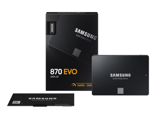 Samsung 870 EVO 500 GB Interne SATA SSD 6.35 cm (2.5 Zoll) SATA 6 Gb/s Retail MZ-77E500B/EU