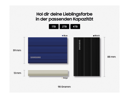 Samsung Portable T7 Shield 1 TB Externe SSD USB-A (USB 3.2 Gen 2) Beige PC/Mac MU-PE1T0K/EU
