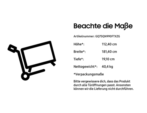 GQ75QN990FT 189 cm (75") Neo QLED Vision AI Smart TV graphitschwarz, 8K Ultra HD, 100 Hz, Sprachsteuerung