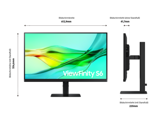 Samsung 27" ViewFinity S6 (S60UD) QHD 100Hz High Resolution Monitor, 27 Schwarz
