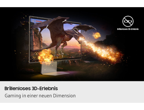 Samsung 27" Odyssey 3D G90XF 4K UHD 165Hz 1ms Gaming Monitor, 27 Silber